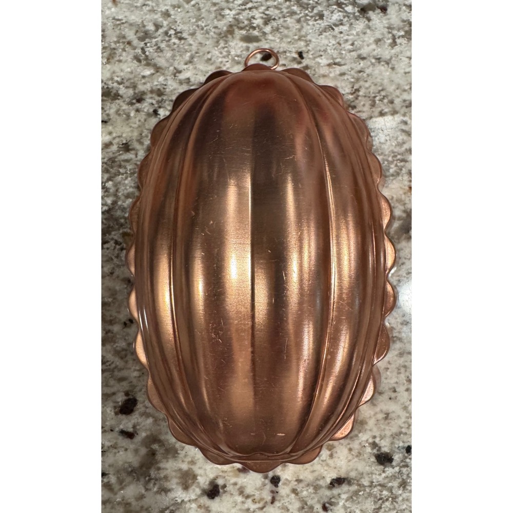 Vintage Copper Melon Jello Mold Scalloped Oval Wall Decor 7 Inch